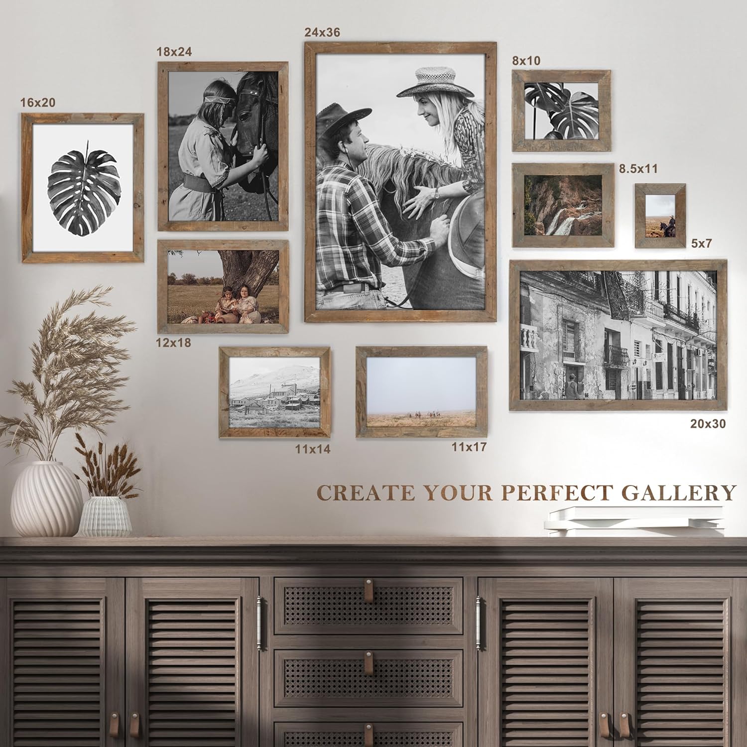 Rustic Reclaimed Wood Picture Frame 8x10 with Tempered Glass, Farmhouse Wall Decor V639643