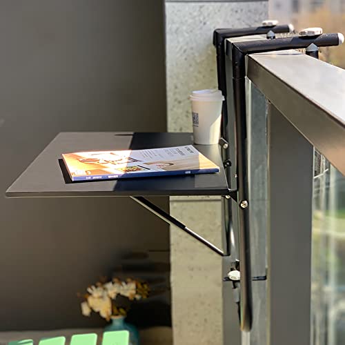 Balcony Hanging Table for Railings, Outdoor Folding, Black T1185
