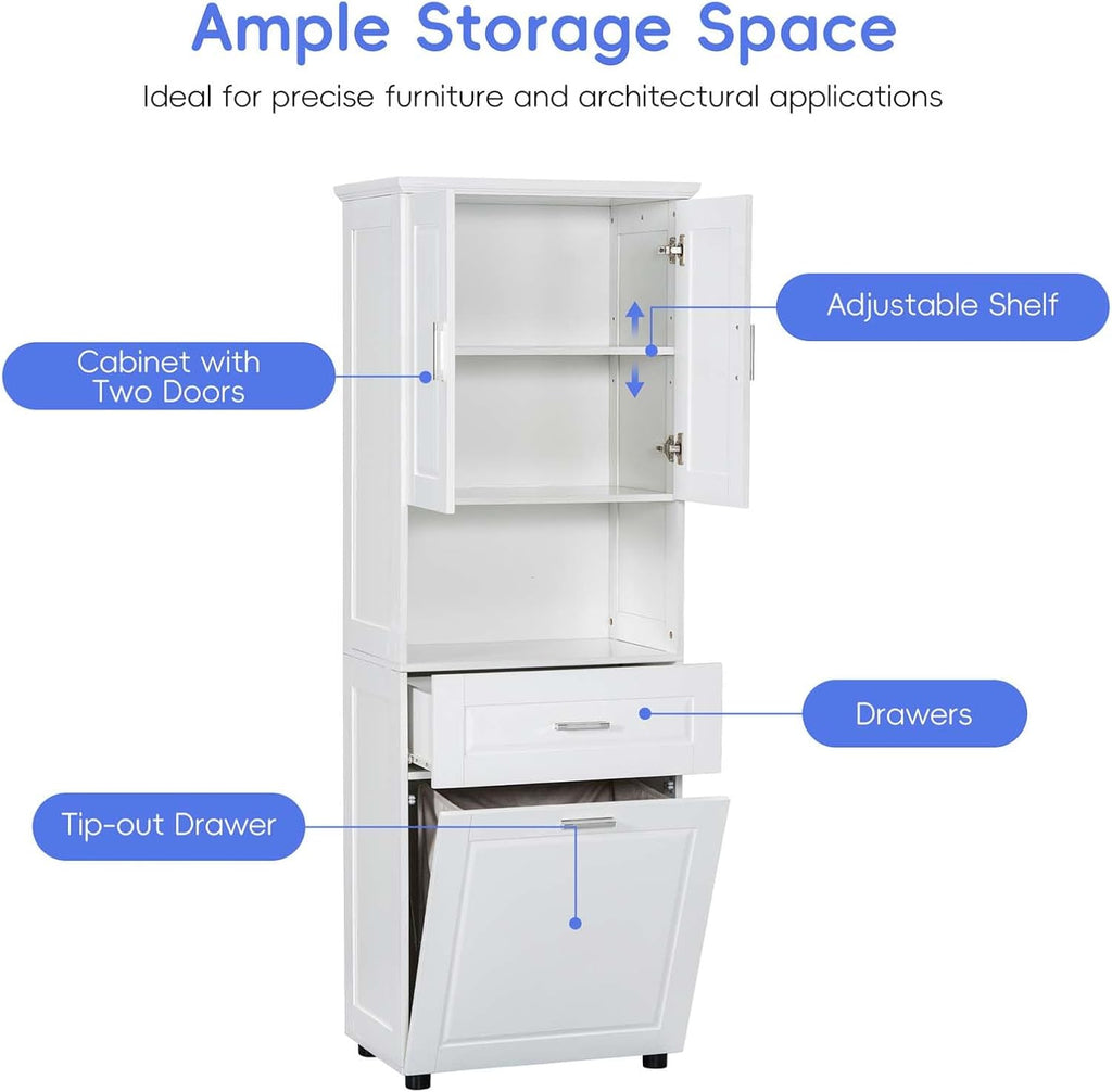 Tilt Out Laundry Hamper Cabinet with 2 Doors and Adjustable Shelf L542579