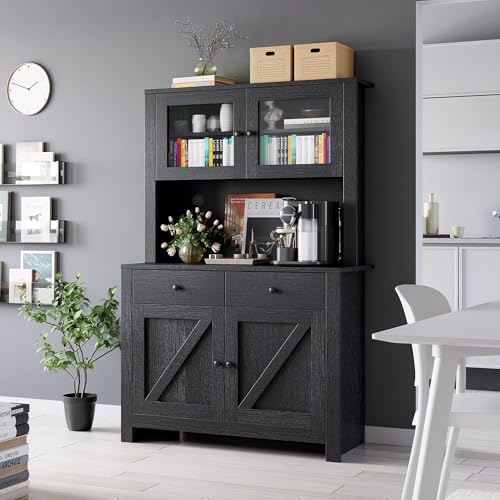 Freestanding Kitchen Pantry Cabinet with Microwave Stand, White N1672