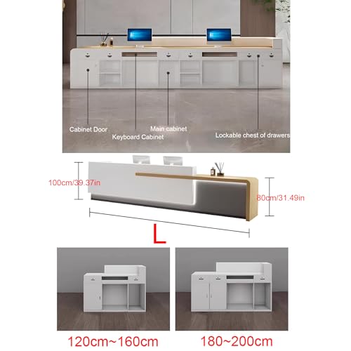 Reception Desk with Counter, Lockable Drawer & Door Cabinet, 120cm R558055