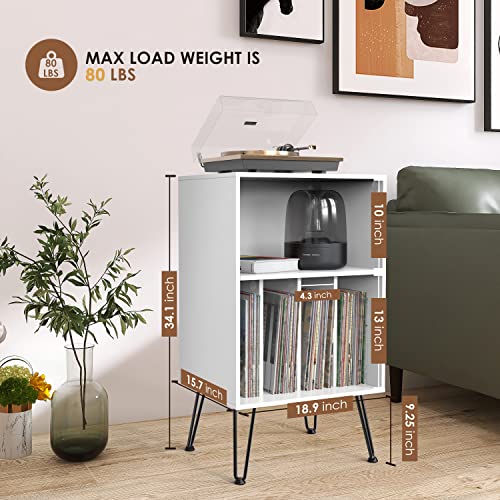 iyrany Record Player Stand with Vinyl Storage, Holds 150 Albums K7348