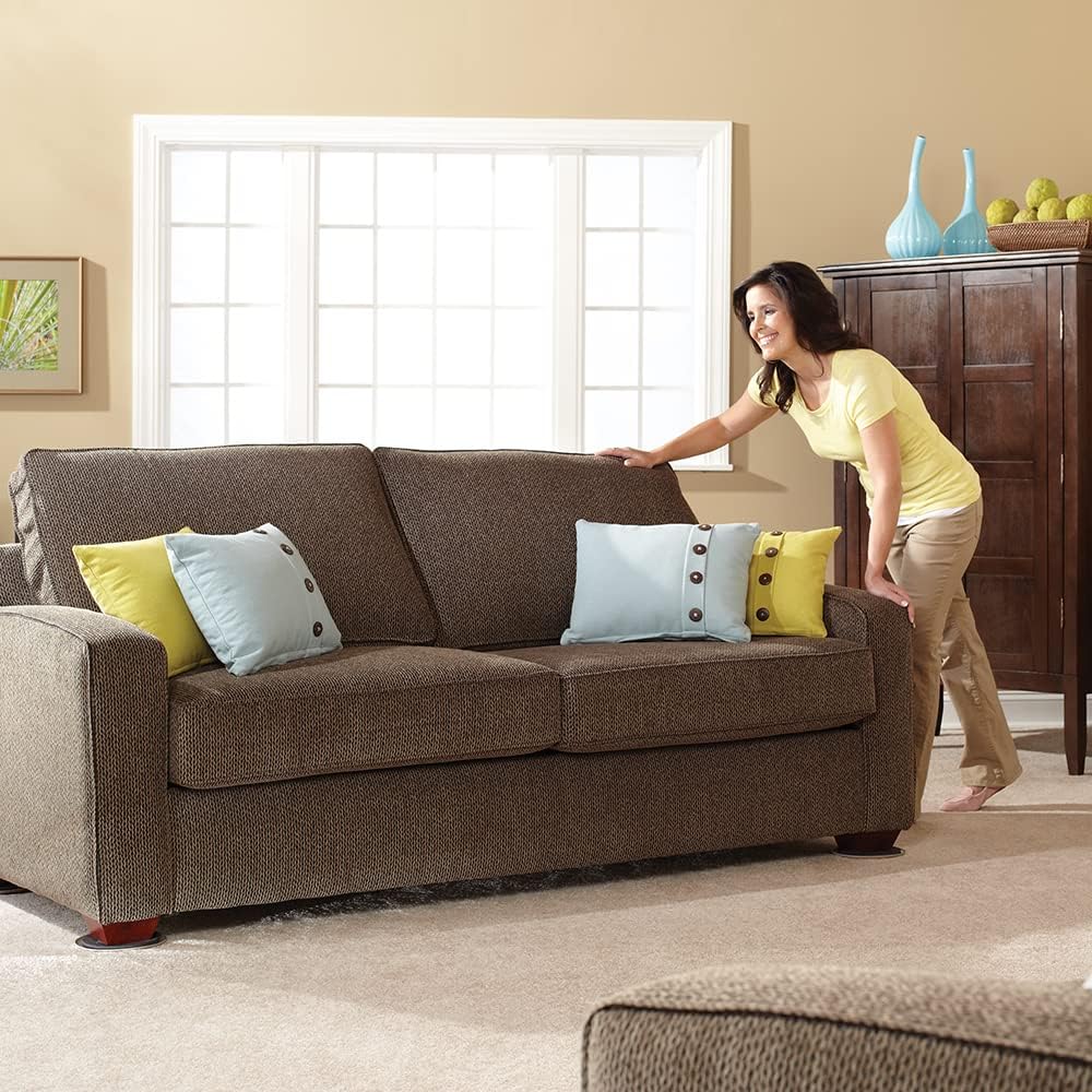 Super Sliders 3 1/2" & 7" Round Reusable Furniture Sliders for Carpet, Beige (8 Pack) D29509