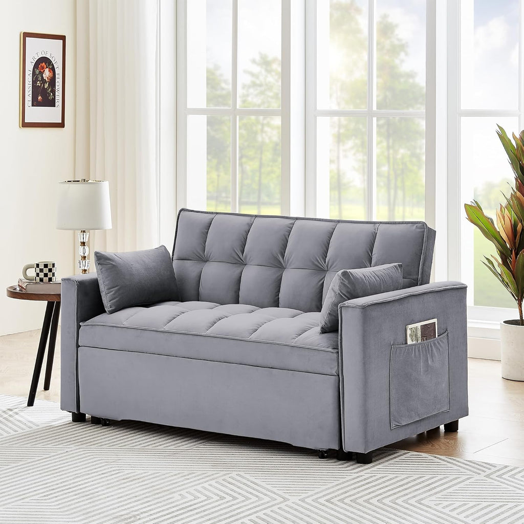 3 in 1 Tufted Convertible Sleeper Sofa Bed Modern Velvet Futon Loveseat M842