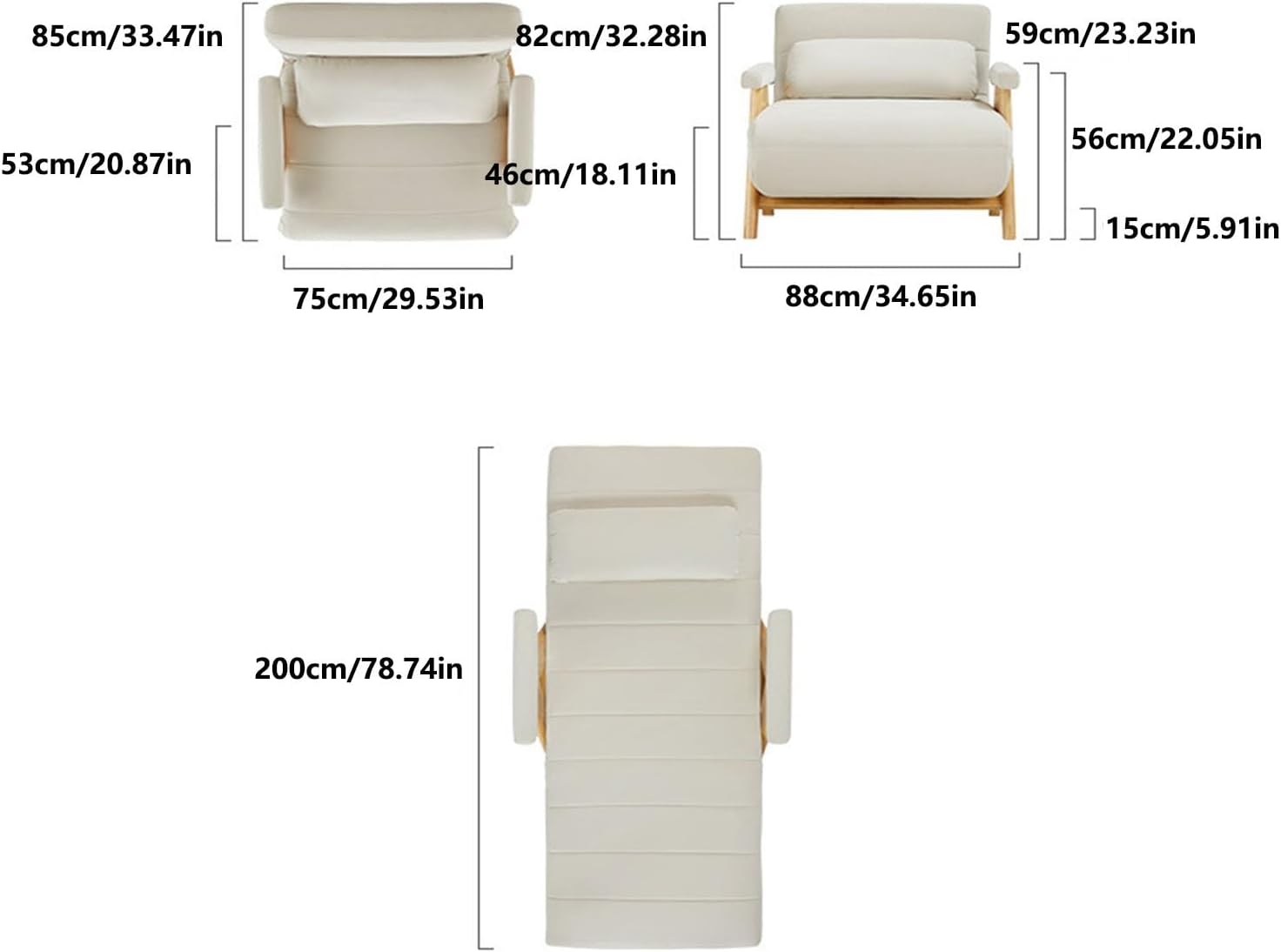 WALDOR Sofa Bed Couch, Convertible Sleeper Chair, Foldable for Apartments, Green C9784