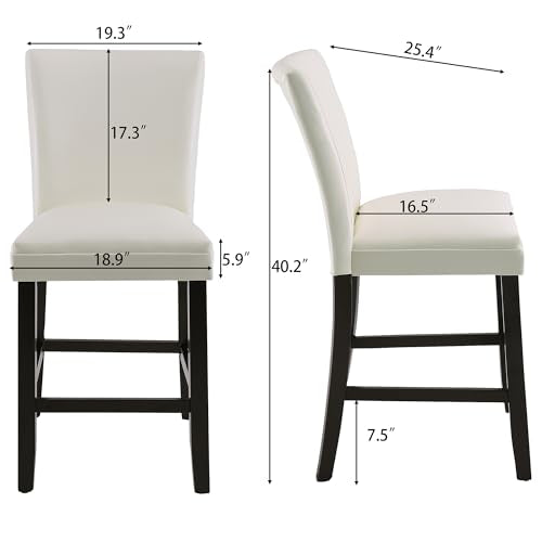 ZBY1331RD-4 Counter Bar Chair Set of 4, Upholstered Stools with Solid Wood Legs, Red G70454
