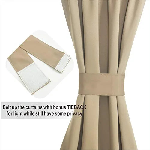 Aquazolax Blackout Patio Door Curtain Panels Thermal Insulated Drapes 25"x72" Taupe/Khaki A5386