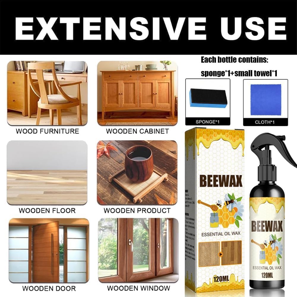 Beeswax Furniture Polish and Cleaner Spray, Natural, 2 Pack W581