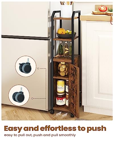 Bathroom Storage Cabinet with Adjustable Shelf and 4 Wheels, Black T616896
