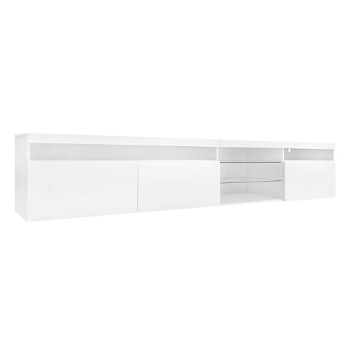 TV Stand for TVs Up to 100'', TV Console Cabinet with LED Lights and Storage, Black Z3605