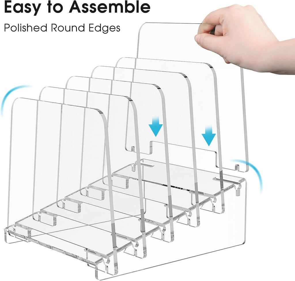 MaxGear 5-Section Acrylic Desk File Organizer, Clear J49880