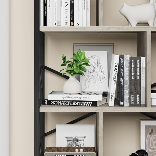 IDEALHOUSE 5 Tier Bookshelf with Storage, 61 Inch Tall, Rustic Brown Y901