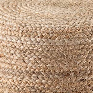 Jute Pouf Ottoman Hand Braided Round Boho Footrest Natural K5243