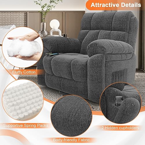 YONISEE Lift Chairs Recliner for Elderly, Massage and Heat, Heavy Duty with Cup Holders X643849