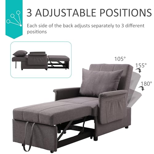 Convertible Sleeper Chair Bed with Adjustable Backrest and Pillow U634