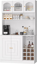 Kitchen Pantry Cabinet with Storage, 71" Tall Hutch Storage Cabinet for Dining Room, White Freestanding Food Pantry Cabinet with Microwave Stand & Power Outlet, Goblet Rack & Wine Rack.