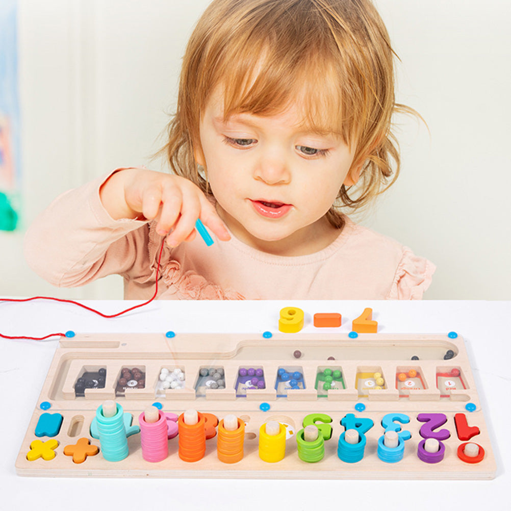 Montessori Wooden Building Blocks Puzzle Pen for Toddlers A13724