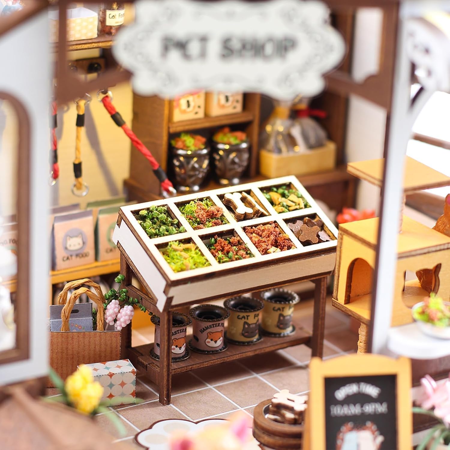 DIY Miniature House Kit 3D Wooden Pet Shop with Furniture and Light H355439