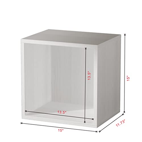 Magic DIY Cube Storage Organizer Wood Stackable Shelf Pure White-Washed K12450