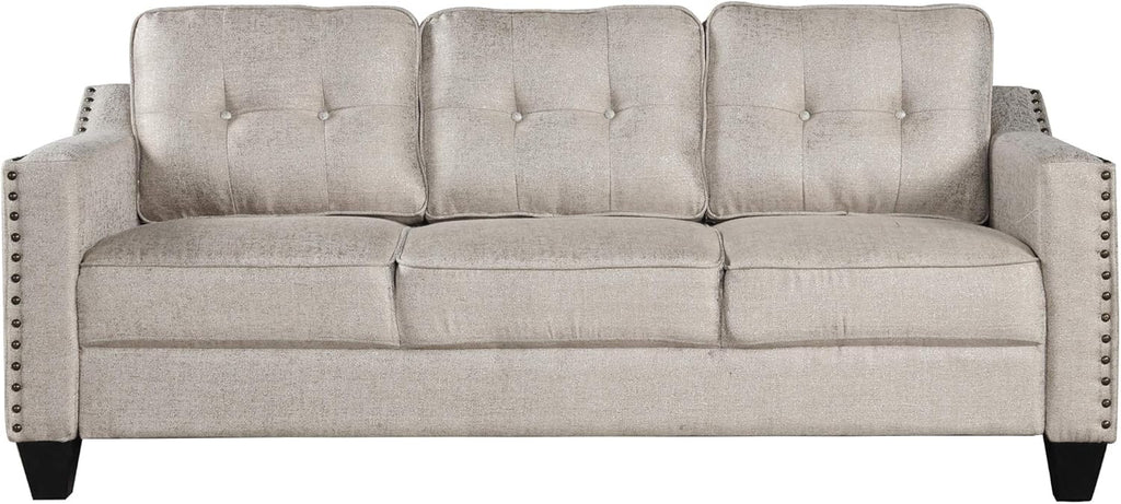 FANYE 3 Pieces Living Room Furniture Set, Loveseat and Armchair, Linen Fabric, Beige V6796