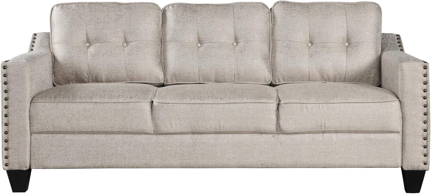 FANYE 3 Pieces Living Room Furniture Set, Loveseat and Armchair, Linen Fabric, Beige V6796