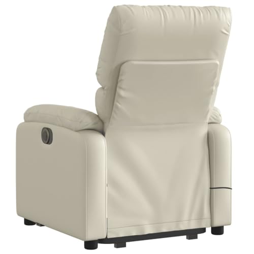 Electric Massaging Recliner Chair Cream Faux Leather with Power Lift L230
