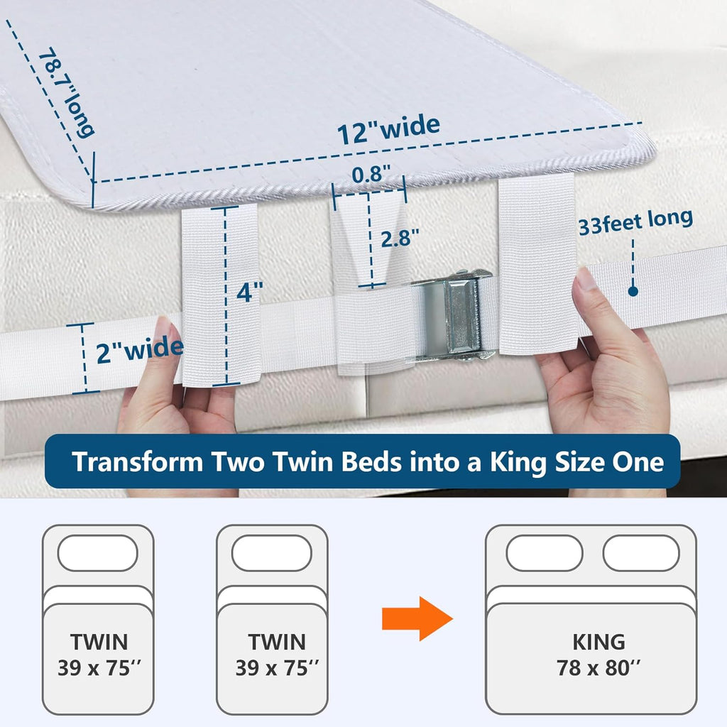 Bed Bridge for Split King Adjustable, Twin to King Converter Kit with Non-Slip 12" Design Q47796