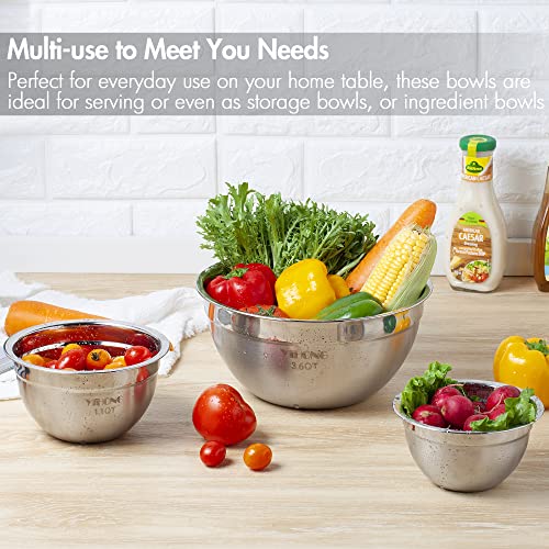 YIHONG Stainless Steel Mixing Bowls Set with Lids, 7 Piece, Grey T754