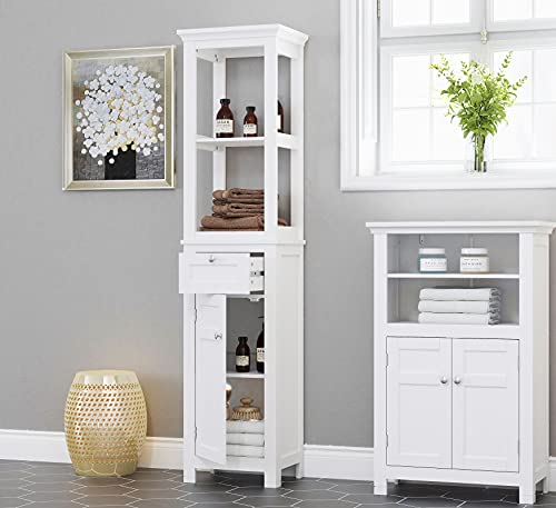 Spirich Home Bathroom Freestanding Storage Cabinet with Two Tier Shelves, White Q83842