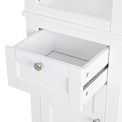 Spirich Home Bathroom Freestanding Storage Cabinet with Two Tier Shelves, White Q83842