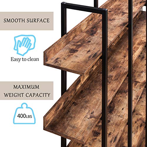 5-Shelf Bookcase, Modern Industrial Open Bookshelf, Black Y638