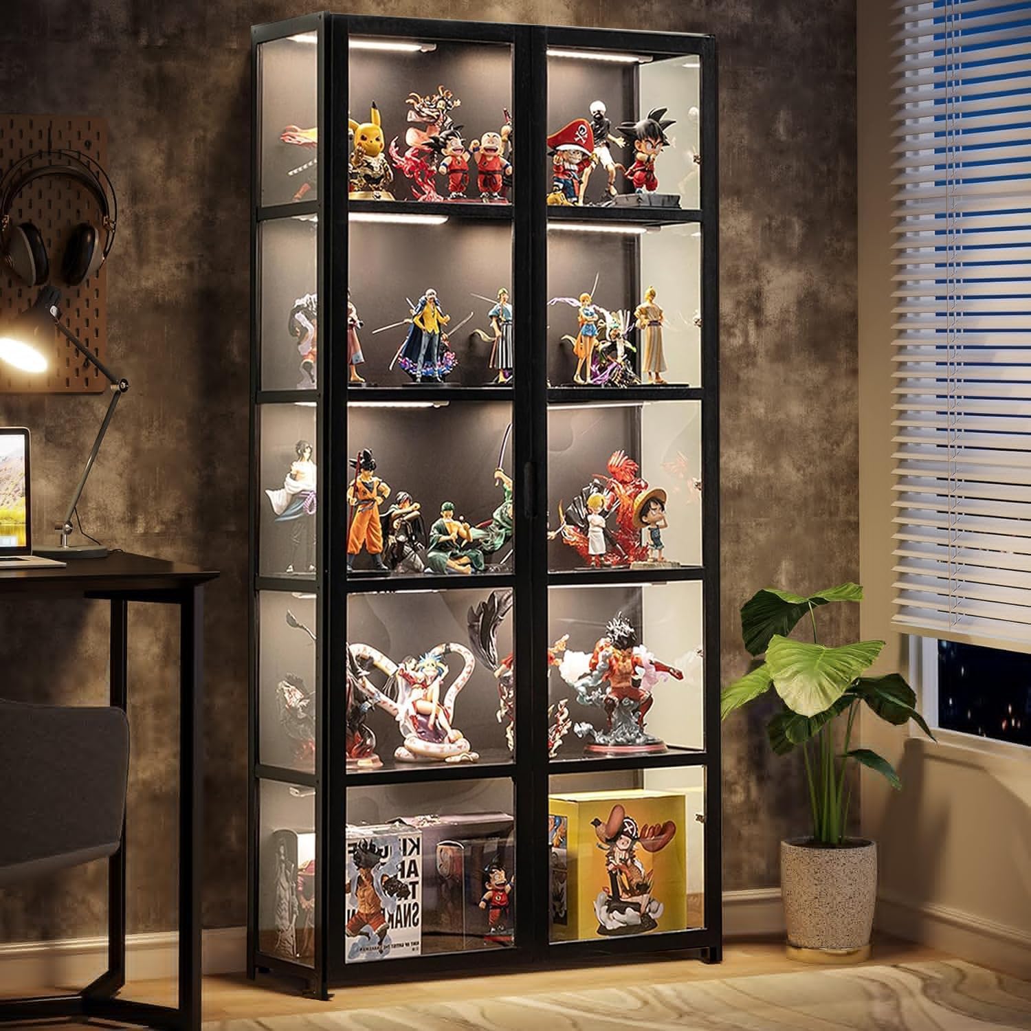 5-Tier Curio Display Cabinet with Acrylic Glass Door X6881