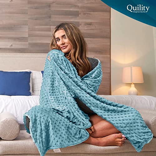 Quility Weighted Blanket for Adults - 15 LB Twin Size, 100% Cotton, Ivory B638