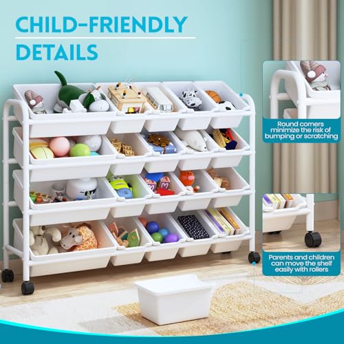 Kids Toy Storage Organizer with 12 Plastic Bins, 4-Tier Metal Rack W380650
