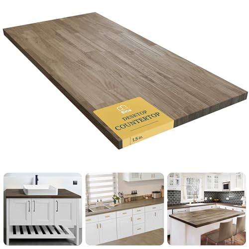Bme Hevea Solid Wood Butcher Block Countertop in Walnut, Walnut Butcher Block Table Top with UV Finish for DIY Washer Dryer/Island/Kitchen Countertop, 3ft L x 25"W, 1.5in Thick