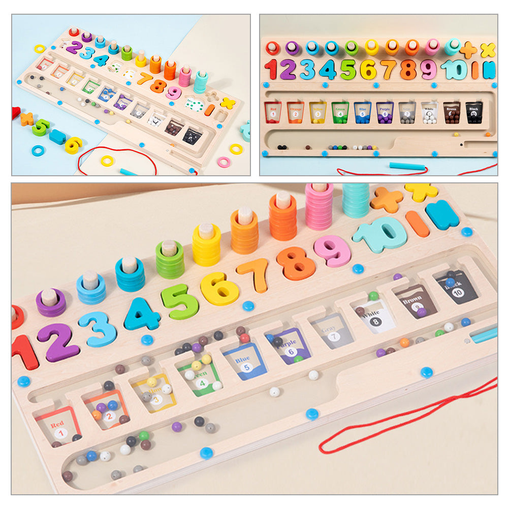 Montessori Wooden Building Blocks Puzzle Pen for Toddlers A13724