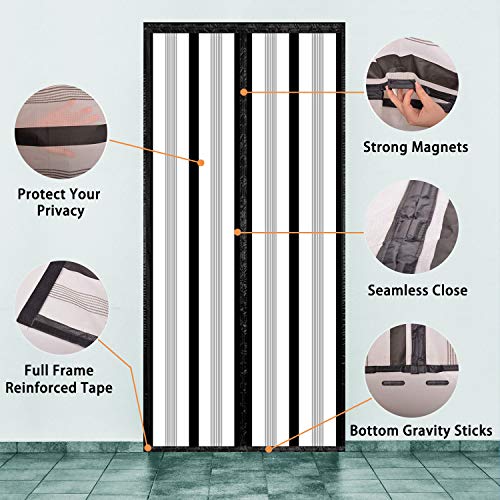 Magnetic Insulated Door Curtain, Self-Closing, Fits 36" x 82", Black H788689