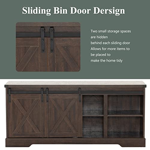 St.Mandyu Farmhouse TV Stand for TVs up to 65 inch, Brown W819