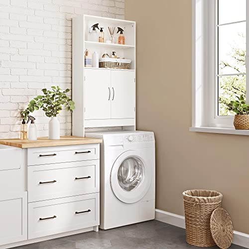 Yaheetech Over The Toilet Storage, Taller Bathroom Organizer Cabinet, White X17514