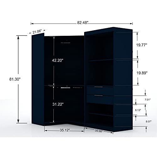 Manhattan Comfort Mulberry 2.0 Corner Wardrobe Closet with Drawers, White X387