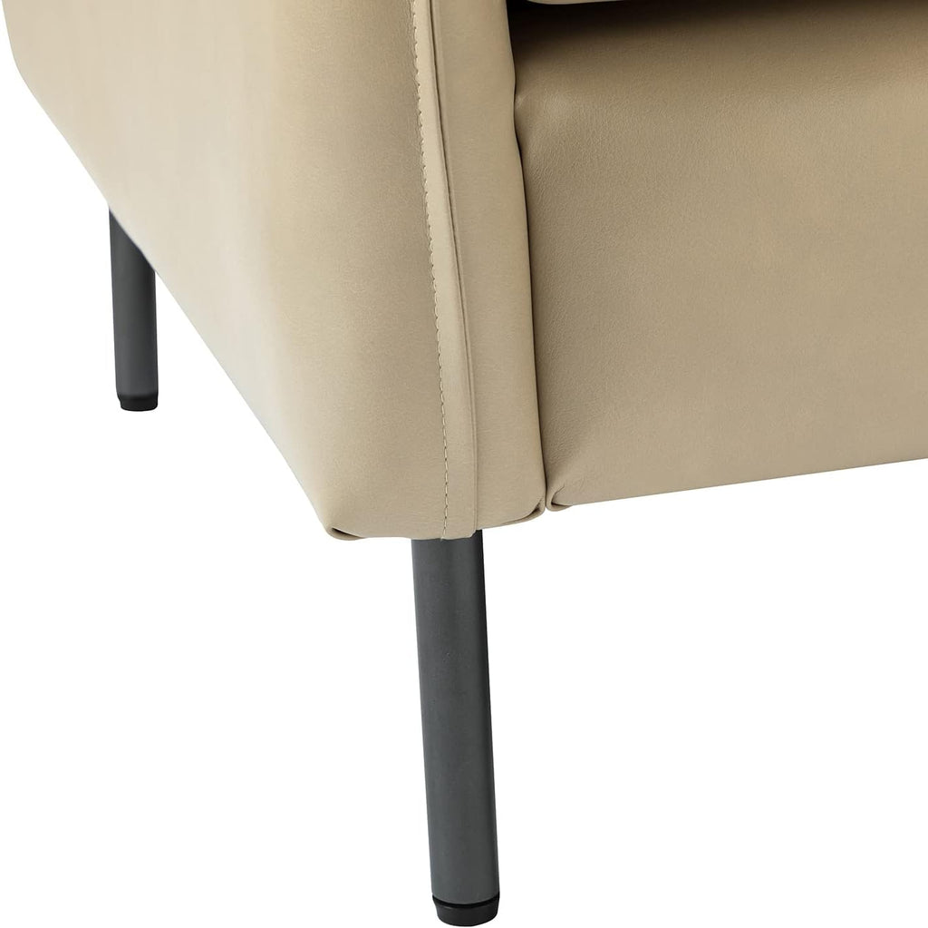 Leather Armchair Set of 2, Modern Accent Chairs with Cushion, Beige X495353