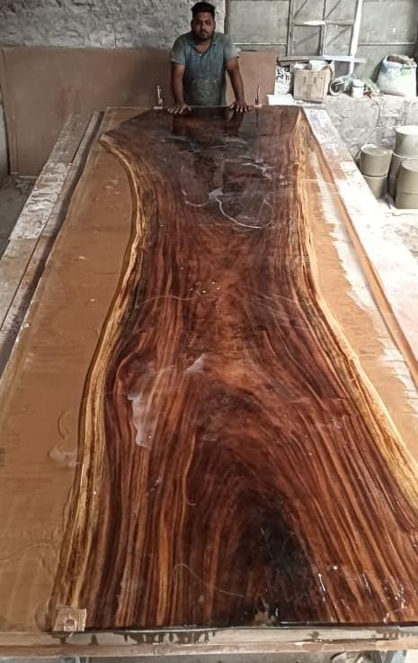 Rustic Natural Wood Epoxy Resin Dining Table 120 x 36 Inches C657
