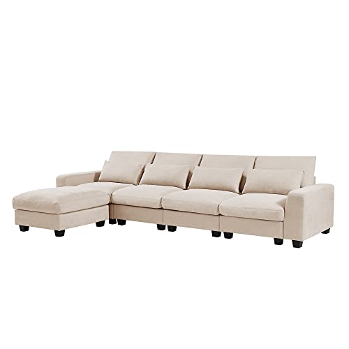 Modern L-Shape Feather Filled Sectional Sofa with Reversible Chaise Q57718