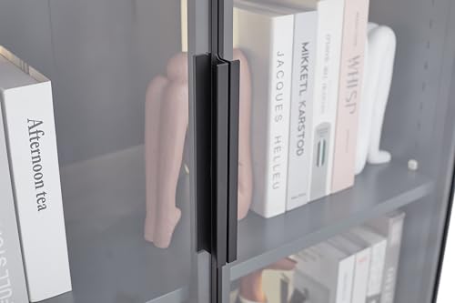 Display Cabinet with Light Strips, 5 Shelves, Glass Door, Floor Standing A25590