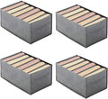 4 Packs Wardrobe Clothes Organizer Drawer With Handles 6-Compartment, Clothes Organizer Drawers Wardrobe For Closet,Clothing Storage Shelf For Pants,Sweaters,Jeans,T-shirt,Legging,Trousers