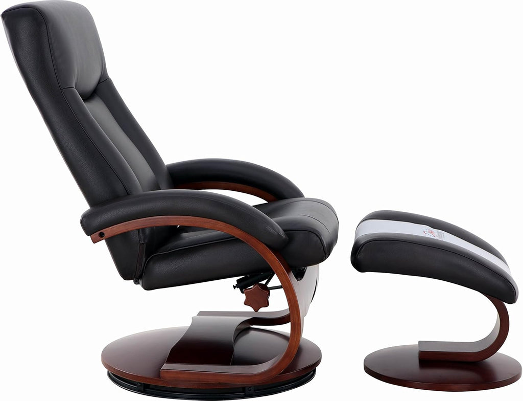 Hamilton Recliner and Ottoman in Black Top Grain Leather Y917