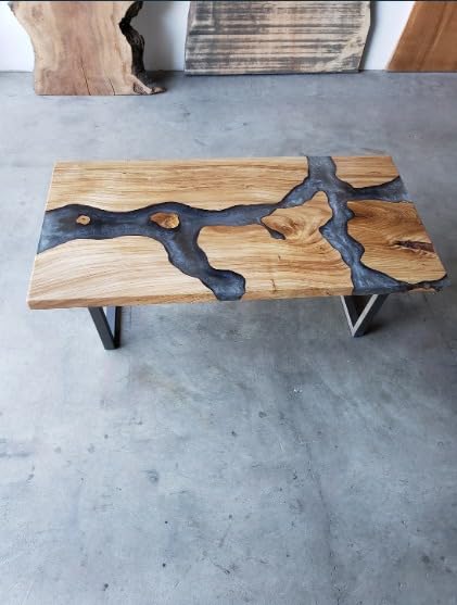 Epoxy Resin Dining Table 60 x 36 Inches Grey S679