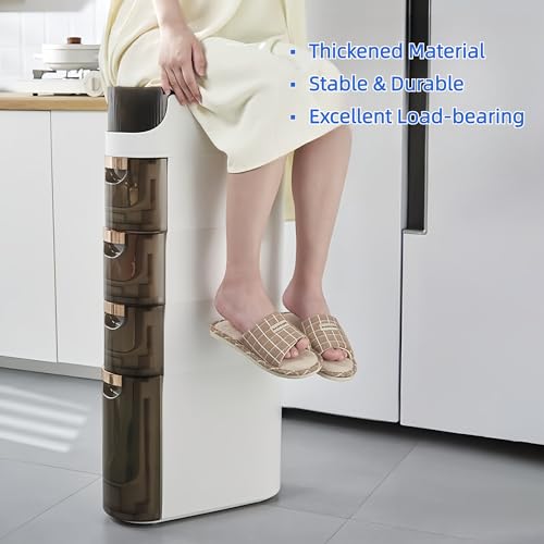 2-Tiers Slim Bathroom Storage Cabinet with Drawers, Waterproof, Movable N840711