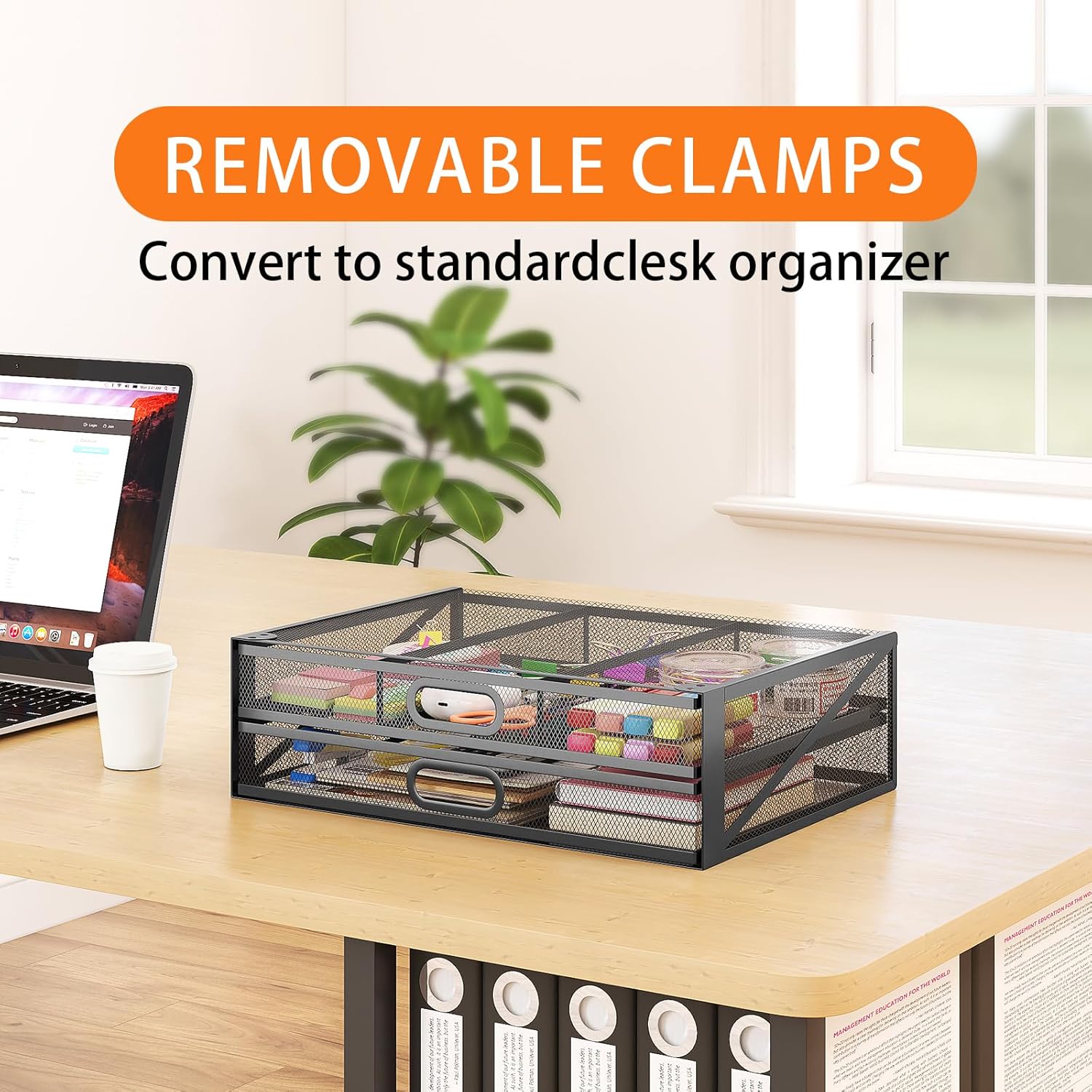 Under Desk Drawer Organizer No Drilling Metal 2 Drawer Slide Out Clamp On Z48397
