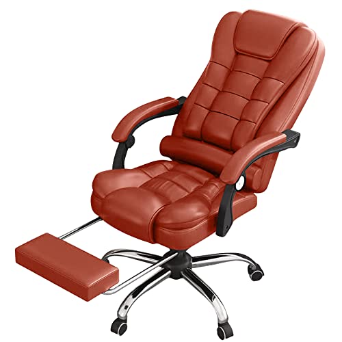 Big and Tall Ergonomic Leather Office Chair with Foot Rest, Brown C168705